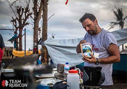 Team Rubicon eating Outpost food